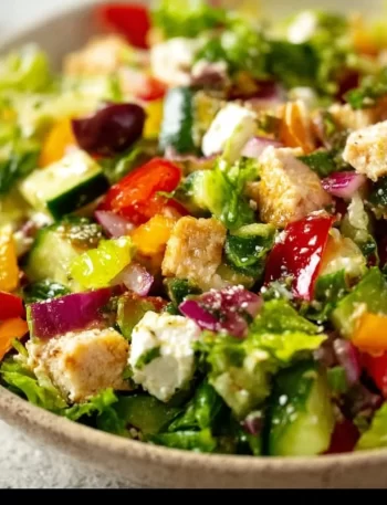 Delicious Mediterranean Chopped Salad with fresh vegetables and herbs