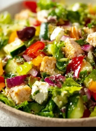 Delicious Mediterranean Chopped Salad with fresh vegetables and herbs