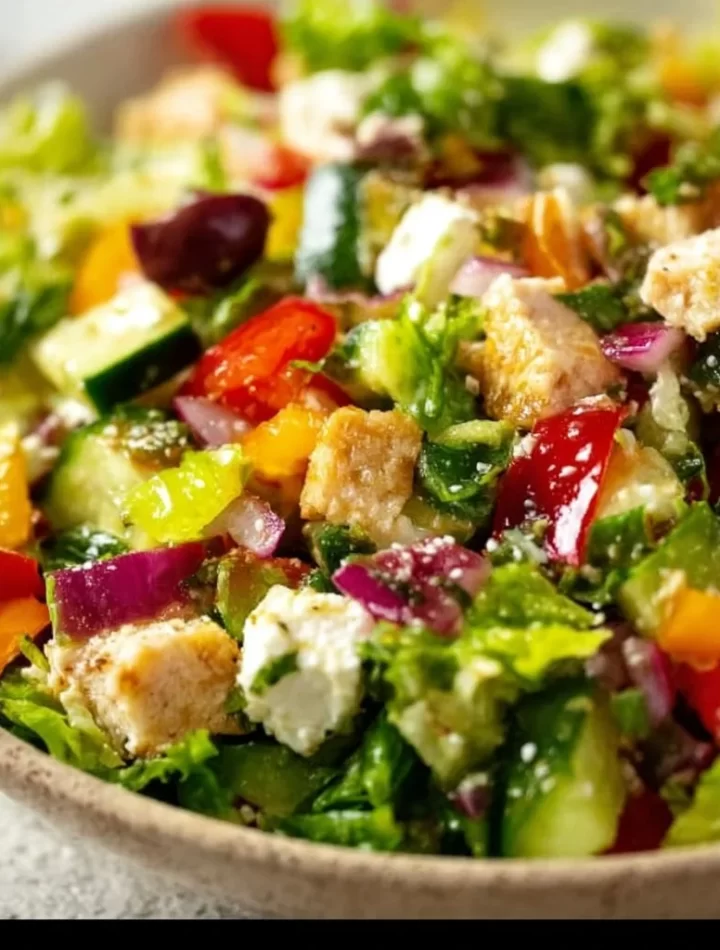 Delicious Mediterranean Chopped Salad with fresh vegetables and herbs