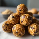 No-Bake Peanut Butter Energy Bites ingredients and finished snacks