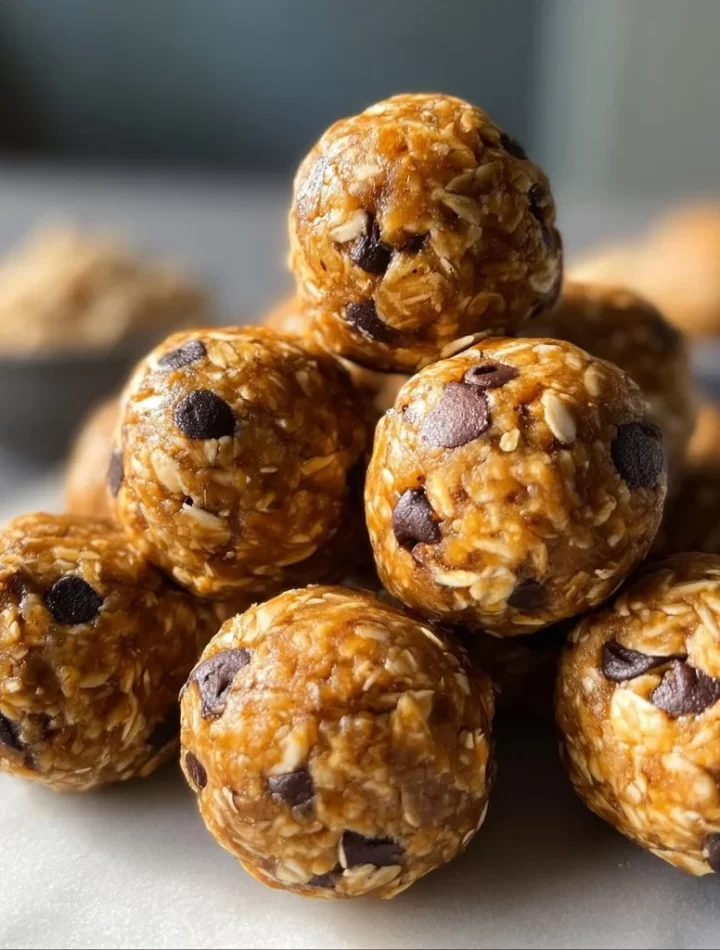 No-Bake Peanut Butter Energy Bites ingredients and finished snacks