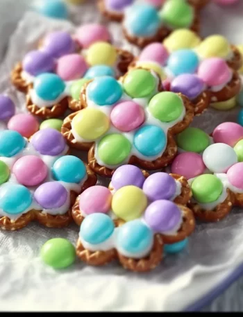 Flower pretzel bites arranged on a serving platter for snacking