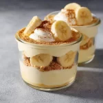 Healthy Protein Banana Pudding dessert with bananas and protein powder