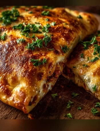 Savory high-protein keto calzone filled with delicious ingredients