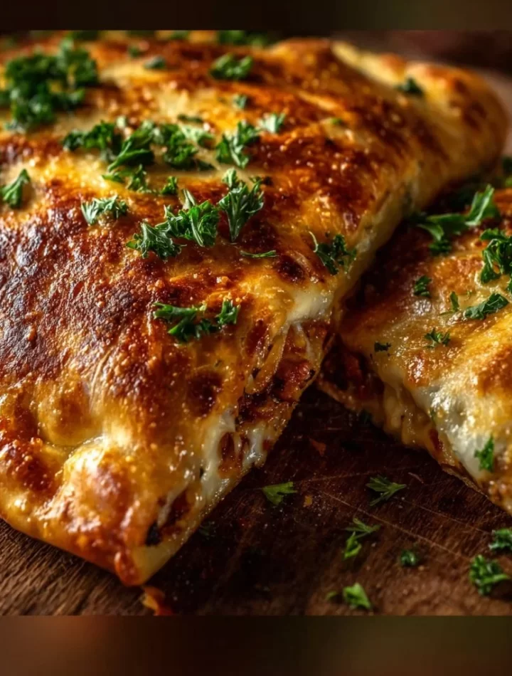 Savory high-protein keto calzone filled with delicious ingredients
