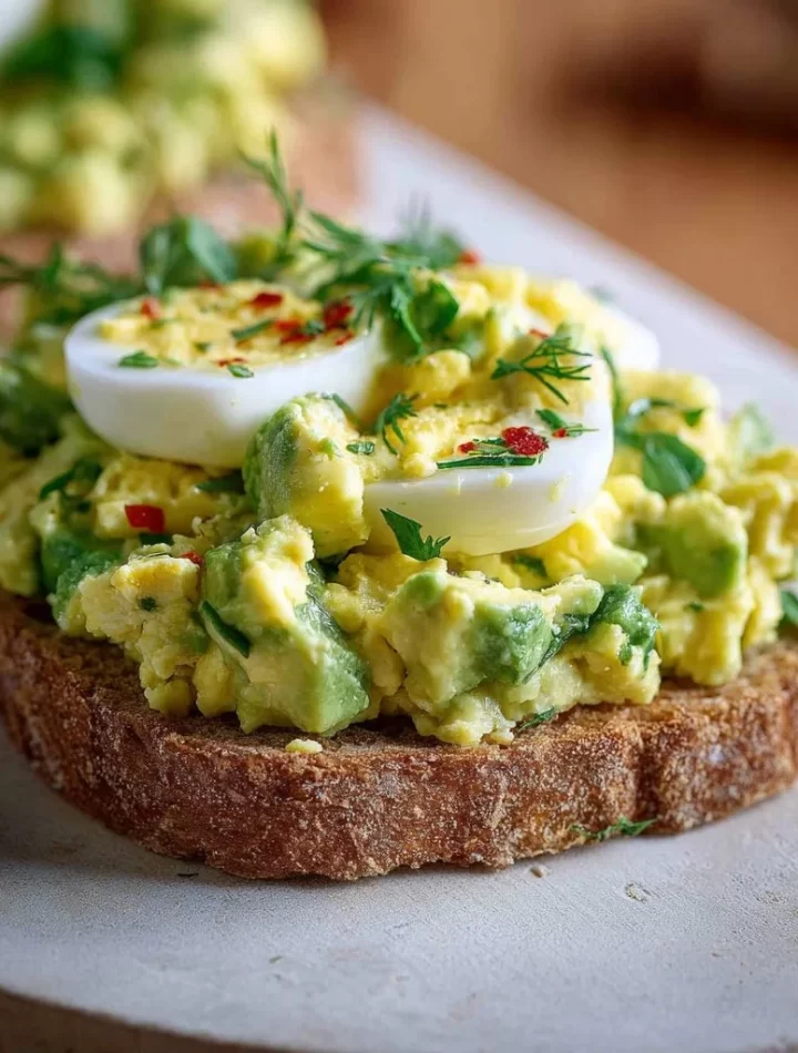 Mediterranean avocado egg salad with vibrant ingredients and presentation