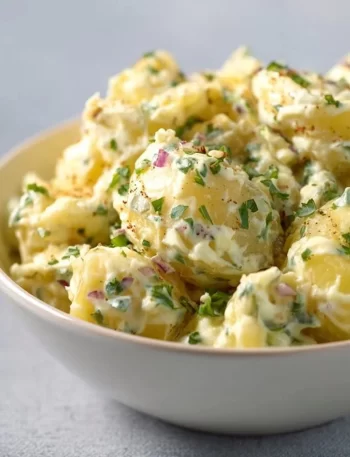 Bowl of fresh South African potato salad with herbs and spices