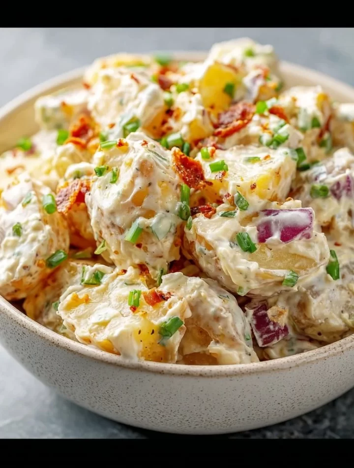 Creamy steakhouse potato salad served as a flavorful side dish
