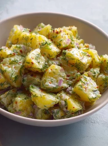 Delicious Turkish Dill Potato Salad with fresh herbs and spices