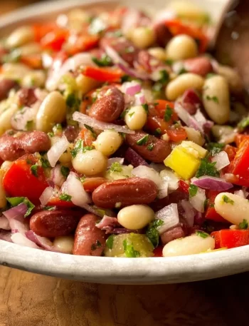 Zesty Italian Bean Salad with colorful beans and fresh vegetables