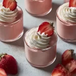 Delicious 3 ingredient strawberry mousse in a glass