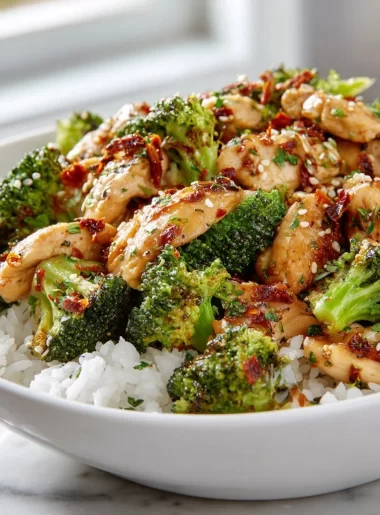 High protein chicken and broccoli bowl for a healthy meal