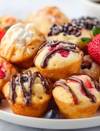 Delicious bite-sized pancake mini muffins on a plate