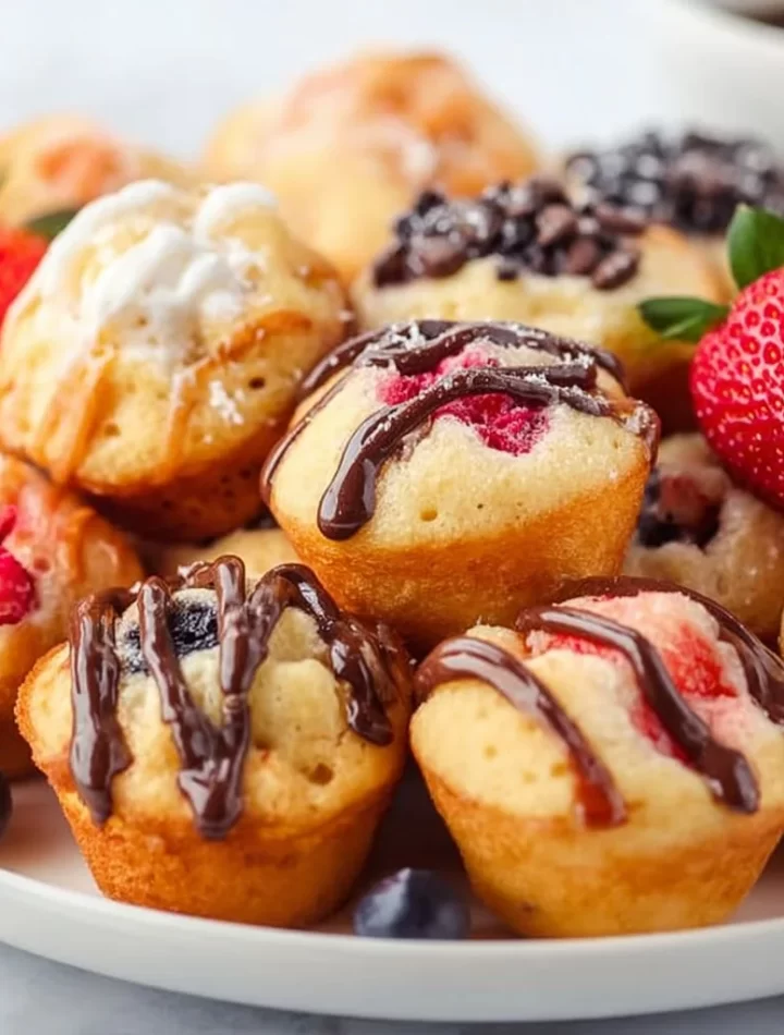 Delicious bite-sized pancake mini muffins on a plate