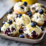 Blueberry and lemon zest cottage cheese bites on a plate