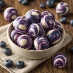Homemade Blueberry Greek Yogurt Bites on a white plate