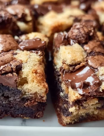 Delicious brown butter brookies with a golden brown edge and gooey center.