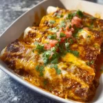 Delicious cheesy beef enchiladas served with toppings