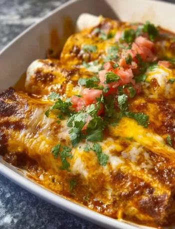Delicious cheesy beef enchiladas served with toppings
