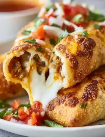 Cheesy taco sticks served on a plate with dipping sauce