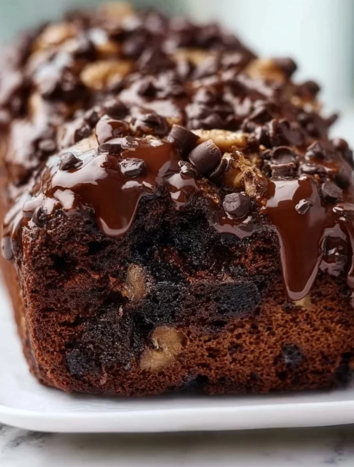 Deliciously moist Chocolate Banana Bread with rich chocolate and ripe bananas