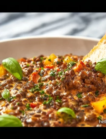 Creamy 'Marry Me' Lentils in a bowl garnished with herbs