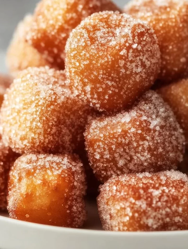 Delicious crispy air fryer churro bites with cinnamon sugar coating