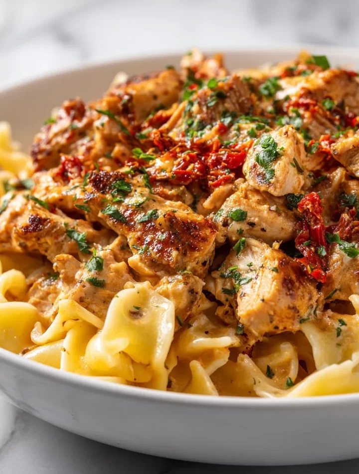 Crock Pot Cajun Chicken Pasta with creamy sauce and spices