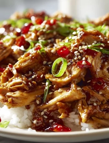 Crockpot Teriyaki Chicken served with rice and vegetables