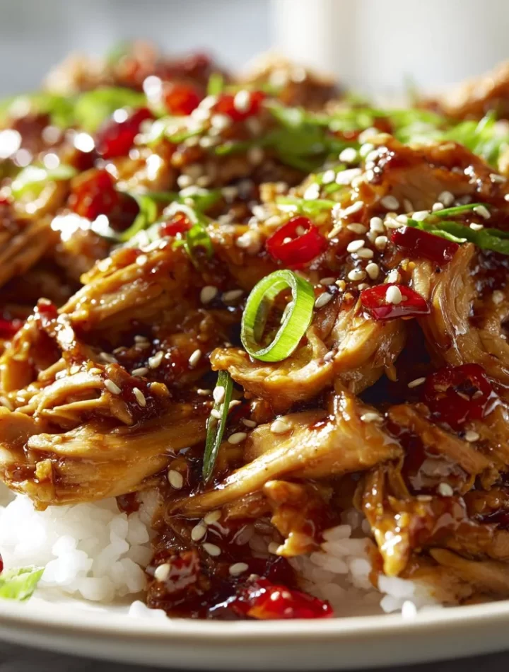 Crockpot Teriyaki Chicken served with rice and vegetables