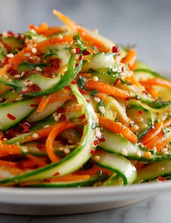 Fresh cucumber carrot salad with vibrant colors and a crunchy texture