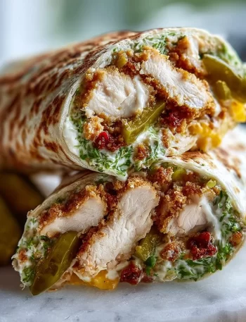 Dill Pickle Smash Chicken Wraps with fresh ingredients and tangy sauce