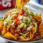 Delicious walking tacos served in a bag with toppings and ingredients.