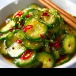 Bowl of Easy Asian Cucumber Salad with fresh ingredients and vibrant colors