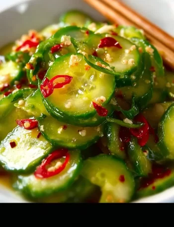 Bowl of Easy Asian Cucumber Salad with fresh ingredients and vibrant colors