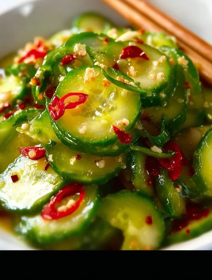 Bowl of Easy Asian Cucumber Salad with fresh ingredients and vibrant colors