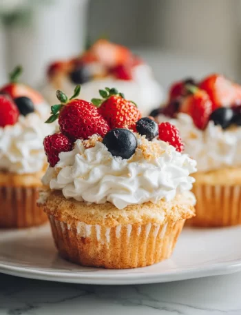 Colorful beach-themed cupcakes topped with edible sand and seashells for summer parties.