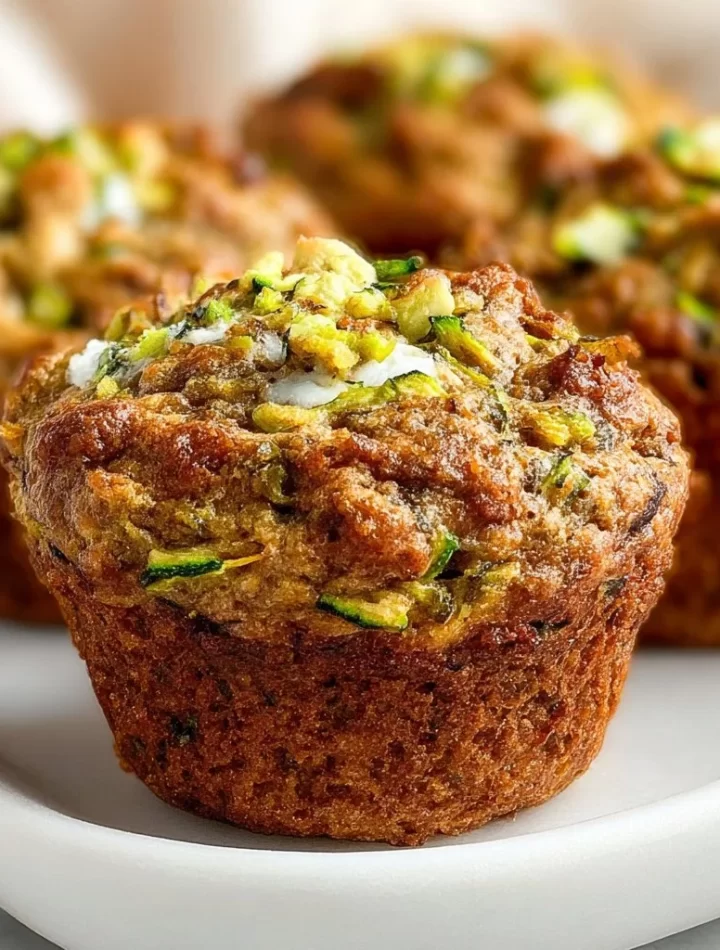 Freshly baked easy morning zucchini muffins cooling on a kitchen counter
