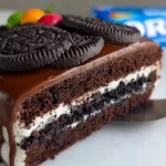 Easy Oreo Biscuit Cake served in a plate, a viral dessert to impress friends.