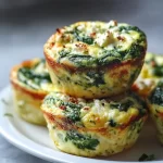 Egg muffins with spinach and feta in a muffin tin