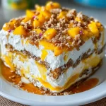 Delicious Filipino Mango Float dessert with layers of cream and fresh mangoes.