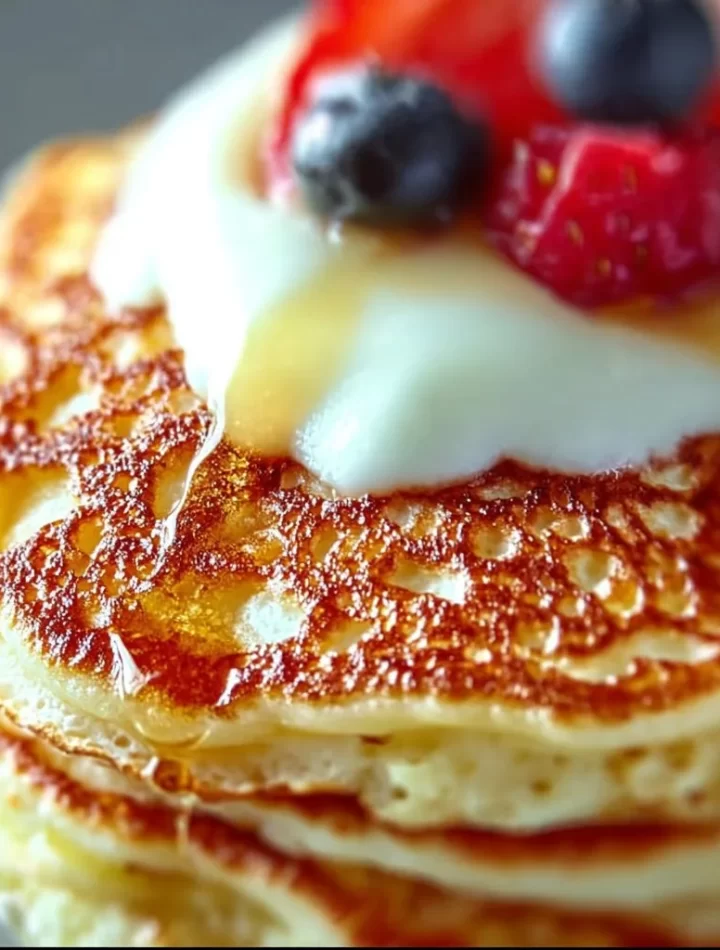 Delicious flourless cottage cheese pancakes with fresh toppings