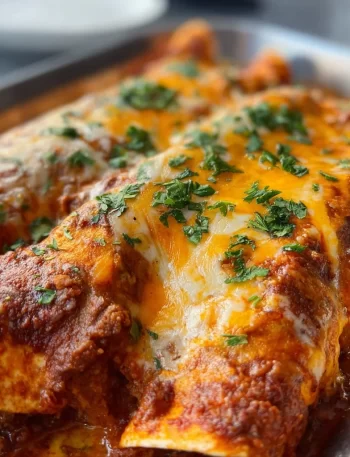 Delicious homemade ground beef enchiladas topped with cheese and salsa