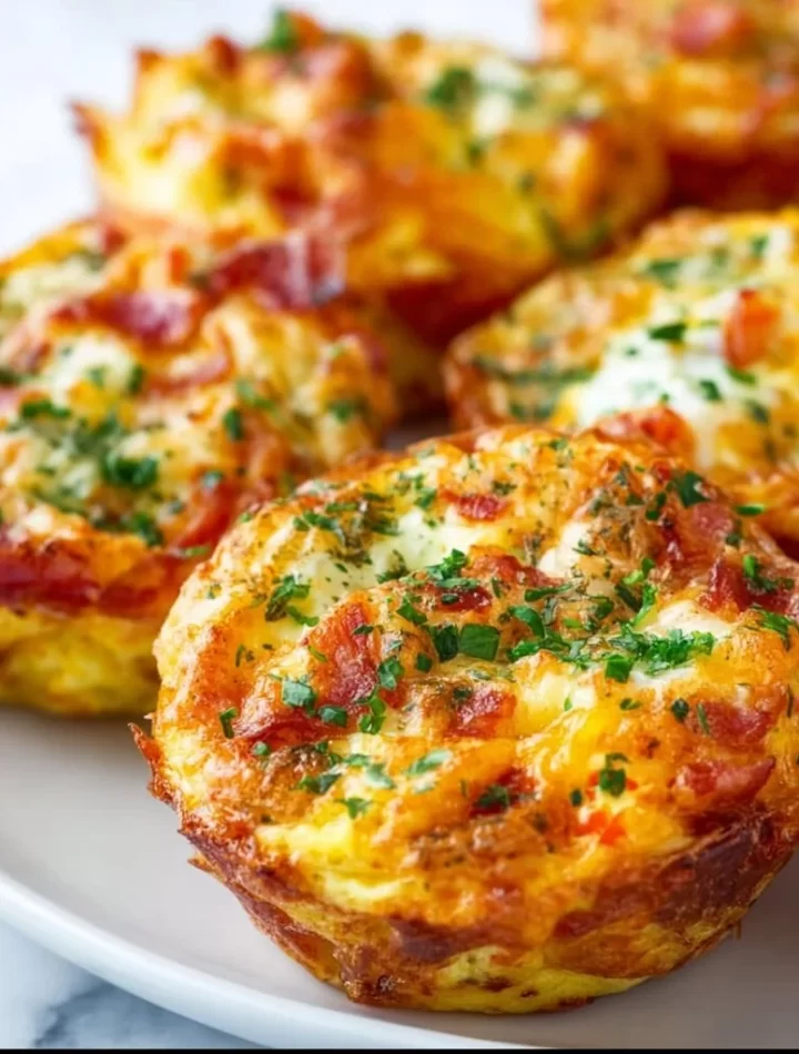 Hash brown egg cups baked with egg and spices for a delicious breakfast.