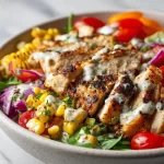 Healthy Chicken and Street Corn Bowls served with fresh ingredients for summer.