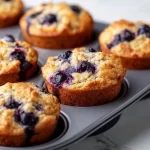 Hearty blueberry protein muffins fresh out of the oven