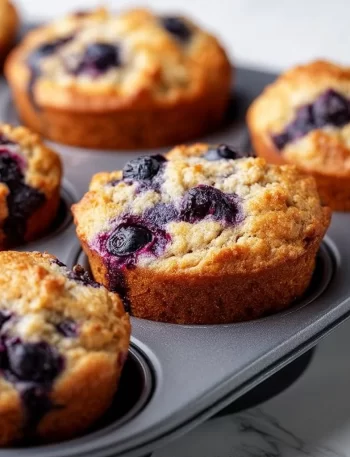 Hearty blueberry protein muffins fresh out of the oven