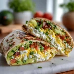High-protein breakfast wrap with cottage cheese and avocado for a nutritious meal
