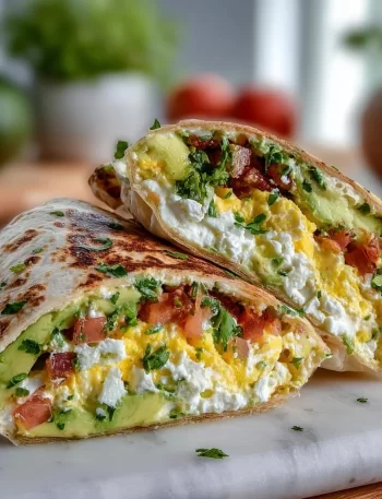 High-protein breakfast wrap with cottage cheese and avocado for a nutritious meal