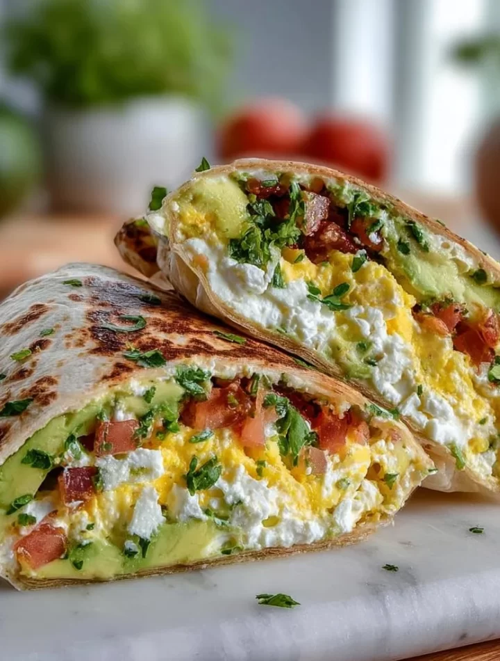 High-protein breakfast wrap with cottage cheese and avocado for a nutritious meal